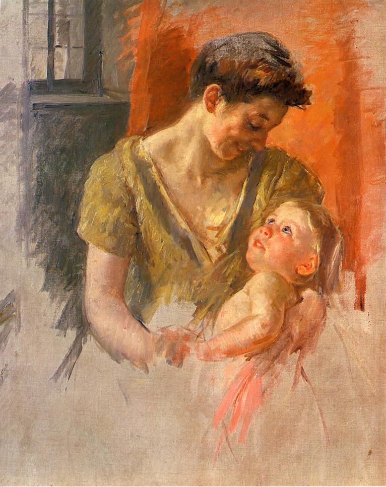Mother and Child Smiling at Each Other - Mary Cassatt Painting on Canvas
